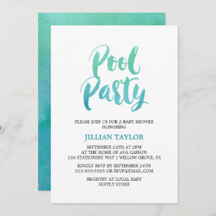 Invitation Partie de pool de calligraphie aquarelle