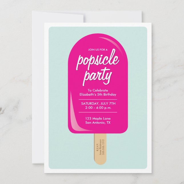 Invitation Partie de Popsicle (Devant)