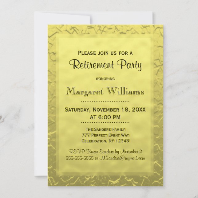 Invitation Partie de retraite | Billet d'or (Devant)