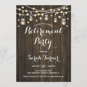 Invitation Partie de retraite - bois rustique