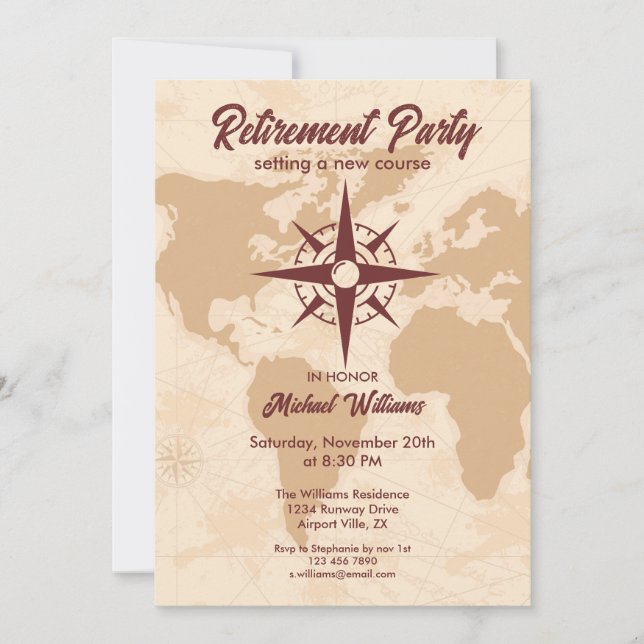 Invitation Partie de retraite Compass Nouveau roulement (Devant)