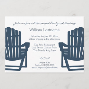 Invitation Partie de retraite de chaises de plage de bleu