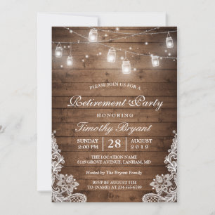 Invitation Partie de retraite   Dentelle à cordes de bois rus