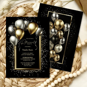 Invitation Partie de retraite des ballons noirs et d'or