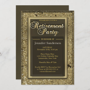 Invitation Partie de retraite   Elegant Golden Office Directo