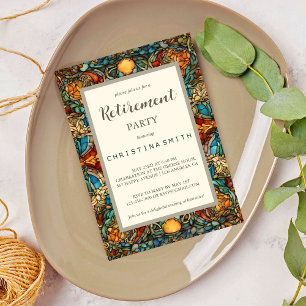 Invitation Partie de retraite en verre de mosaïque géométriqu