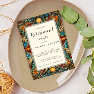 Invitation Partie de retraite en verre de mosaïque géométriqu