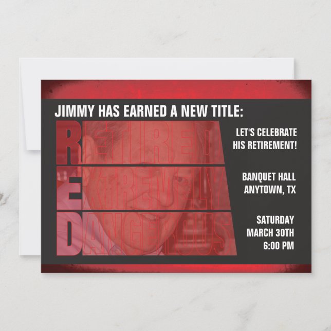 Invitation Partie de retraite extrêmement dangereuse retirée (Devant)