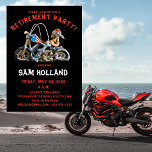 Invitation Partie de retraite Funny moto de moto<br><div class="desc">Parti de la retraite Funny Biker Motorcycle Invitation à célébrer la retraite d'un ami ou d'un membre de la famille. Cette drôle de photo de Biker sur une moto fait pour une soirée décontractée de plaisir et de rire! Pour personnaliser cette invitation de retraite, insérez simplement vos détails dans notre...</div>