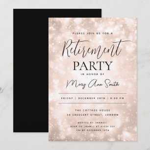 Invitation Partie de retraite Glam Rose Gold Champagne Sparkl