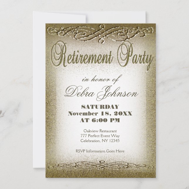 Invitation Partie de retraite | Gold Shimmer (Devant)