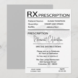 Invitation Partie de retraite Médicale du carnet d'ordonnance