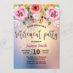 Invitation Partie de retraite moderne florale de parties
