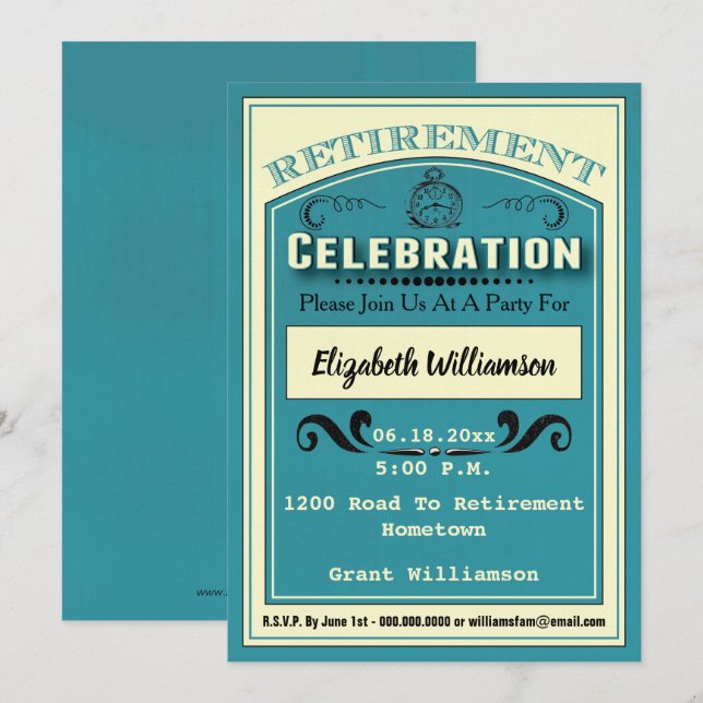 Invitation Partie de retraite pour le retraité réservé (Devant / Derrière)