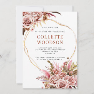 Invitation Partie de retraite Rose Roses Gold Parties scintil