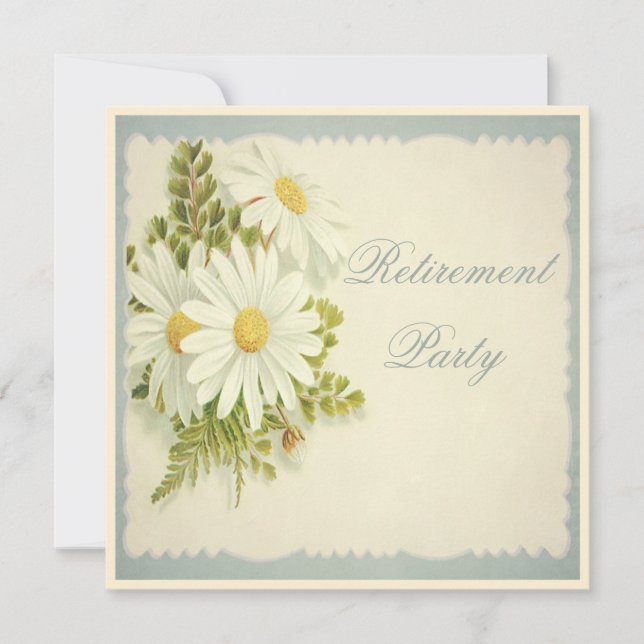 Invitation Partie de retraite vintage chic de marguerites (Devant)