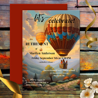Invitation Partie de retraite vintage de ballon à air chaud