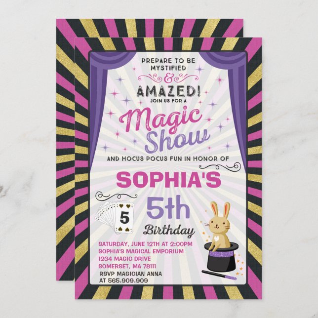 Invitation Partie de spectacle de magie d'invitation (Devant / Derrière)