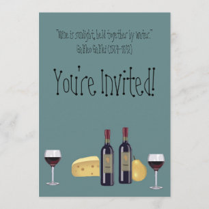 Invitation Partie de vin et de fromage+Citation