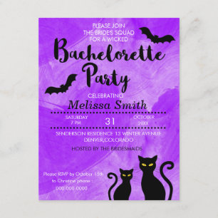 Invitation Partie de Witchy Halloween Bachelorette de chats