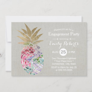 Invitation Partie d'engagement à l'ananas floral tropical