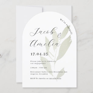Invitation Partie d'engagement Arc moderne feuille