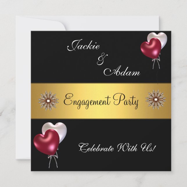 Invitation Partie d'engagement Black Red White Loons (Devant)