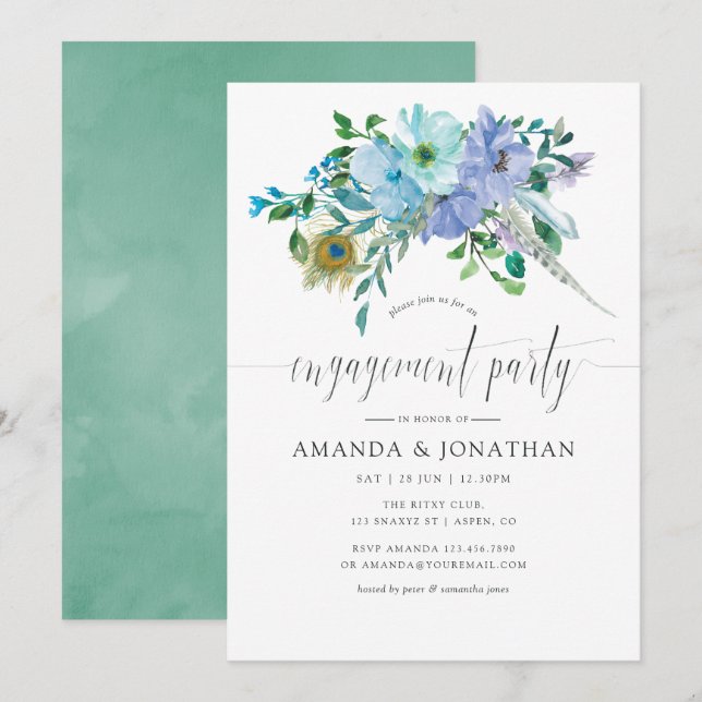 Invitation Partie d'engagement Boho de la Monnaie et de l'Aqu (Devant / Derrière)