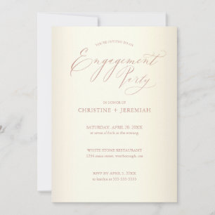 Invitation Partie d'engagement Champagne Rose Gold Typographi