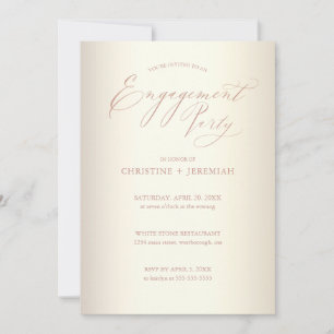 Invitation Partie d'engagement Champagne Rose Gold Typographi