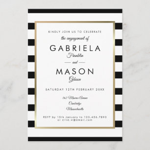 Invitation Partie d'engagement classique en bande Faux Gold