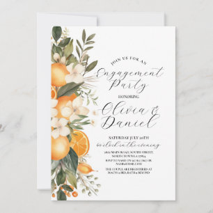 Invitation Partie d'engagement Couples Douche Oranges florale