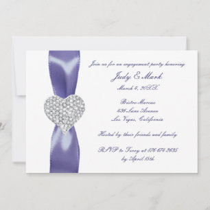 Invitation Partie d'engagement de coeur en diamant bleu viole