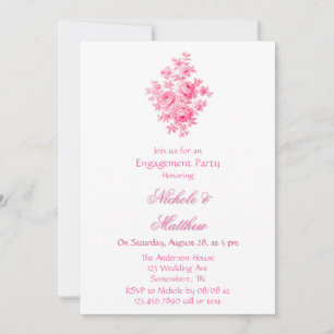 Invitation Partie d'engagement de la Fleur de Toile Rose vint