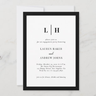 Invitation Partie d'engagement de script noir et blanc