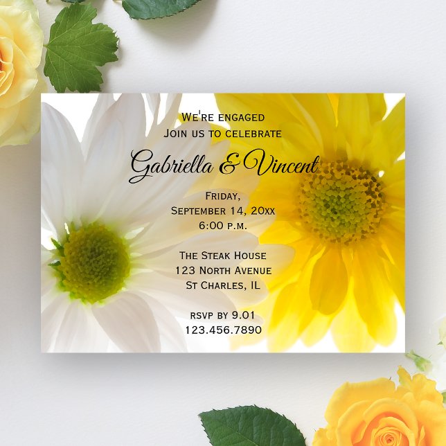 Invitation Partie d'engagement des marguerites jaunes et blan (Créateur téléchargé)