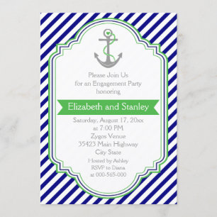 Invitation Partie d'engagement des mariages nautiques bleu ma