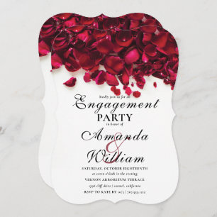 Invitation Partie d'engagement des pétales Roses d'aquarelle