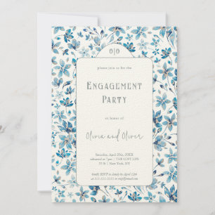 Invitation Partie d'engagement des petites fleurs bleues