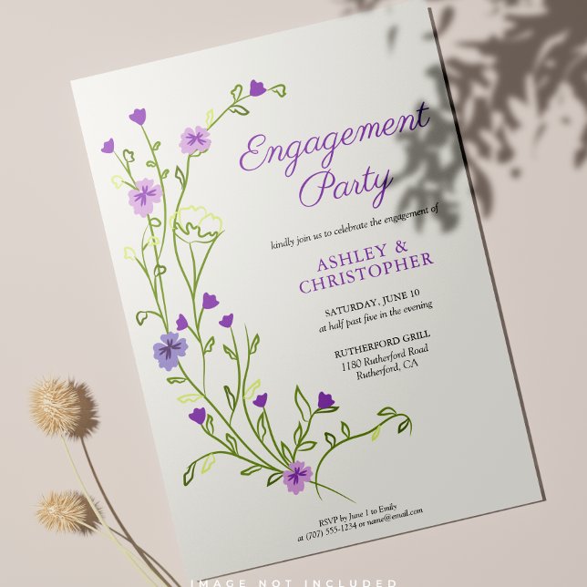 Invitation Partie d'engagement du Fleur sauvage d'aquarelle v (Créateur téléchargé)