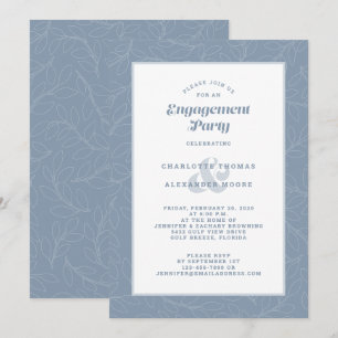 Invitation Partie d'engagement Dusty Blue Moderne Amusant Déc