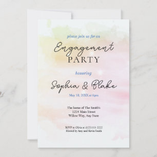 Invitation Partie d'engagement en aquarelle Abstraite rose et