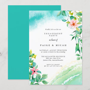 Invitation Partie d'engagement en aquarelle botanique tropica