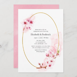 Invitation Partie d'engagement en fleurs de cerisier rose