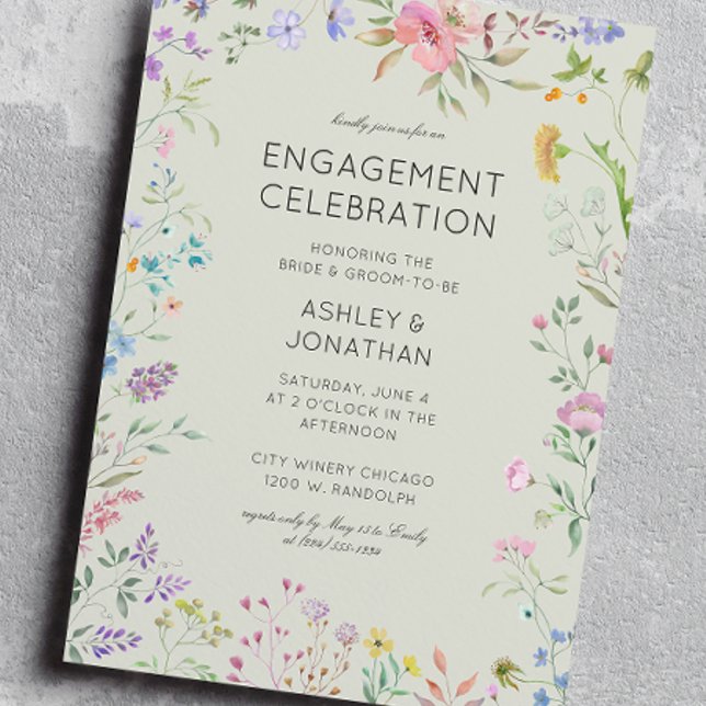 Invitation Partie d'engagement Fleur sauvage simple et intemp (Créateur téléchargé)