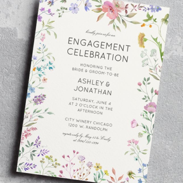 Invitation Partie d'engagement Fleur sauvage simple et intemp (Créateur téléchargé)