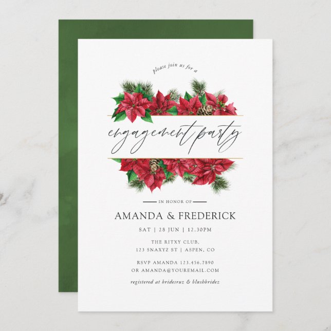 Invitation Partie d'engagement géométrique de Noël de l'aquar (Devant / Derrière)