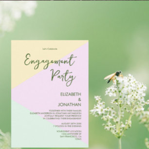 Invitation Partie d'engagement géométrique Pastel Muet