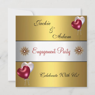 Invitation Partie d'engagement Gold Red White Loons