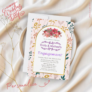 Invitation Partie d'engagement Gras Gold Floral Spring Blooms